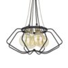 Lima 22 Inch Chandelier w 4 Light Bulbs, Black Metal Cage Design