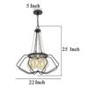 Lima 22 Inch Chandelier w 4 Light Bulbs, Black Metal Cage Design