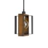Gen 9 Inch Mini Pendant Light Fixture w Bulb, Black Metal, Pine Wood