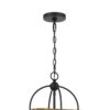 Rio 16 Inch Chandelier w Upturned Lights and Canopy, Wood, Black Metal