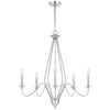 Wehy 30 Inch Chandelier w Canopy, Chrome Metal, Candelabra Design