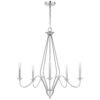 Wehy 30 Inch Chandelier w Canopy, Chrome Metal, Candelabra Design