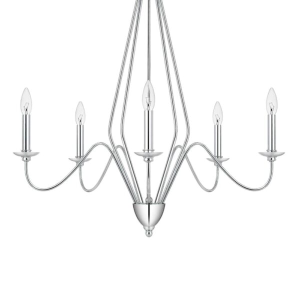 Wehy 30 Inch Chandelier w Canopy, Chrome Metal, Candelabra Design