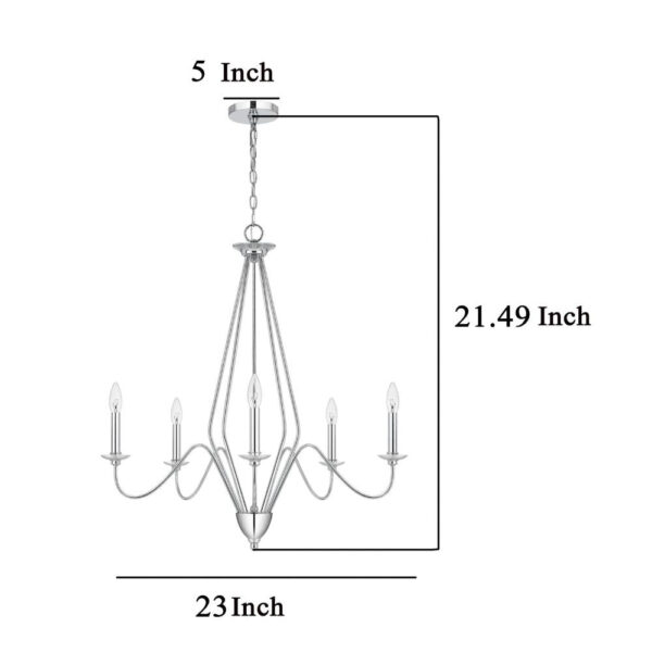 Wehy 30 Inch Chandelier w Canopy, Chrome Metal, Candelabra Design
