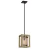 Acia 8 Inch Pendant Light, Rustic Brown Organza Shade, Wood, Metal