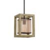 Acia 8 Inch Pendant Light, Rustic Brown Organza Shade, Wood, Metal