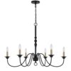 Rino 36 Inch Chandelier, Brass Candelabra Sleeve Accents, Black Metal