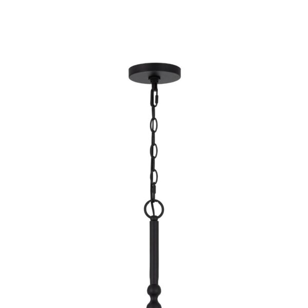Rino 36 Inch Chandelier, Brass Candelabra Sleeve Accents, Black Metal