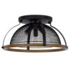 Monty 16 Inch Semi Flush Ceiling Mount Light Fixture, Black Mesh Shade