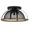 Monty 16 Inch Semi Flush Ceiling Mount Light Fixture, Black Mesh Shade