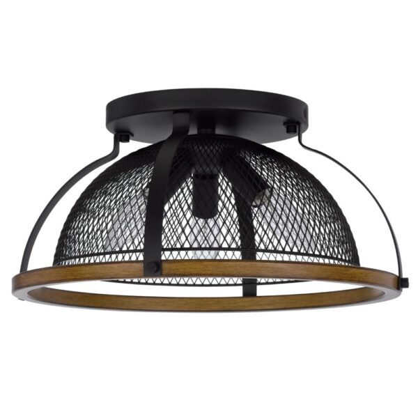 Monty 16 Inch Semi Flush Ceiling Mount Light Fixture, Black Mesh Shade