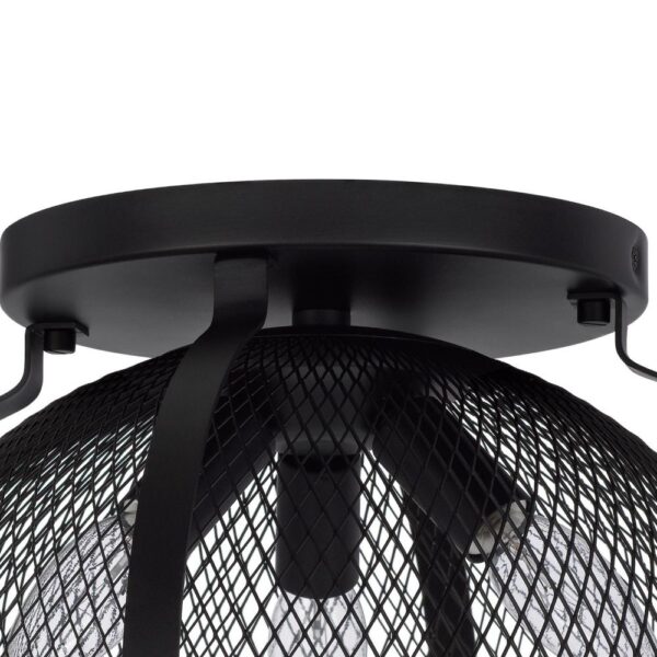 Monty 16 Inch Semi Flush Ceiling Mount Light Fixture, Black Mesh Shade