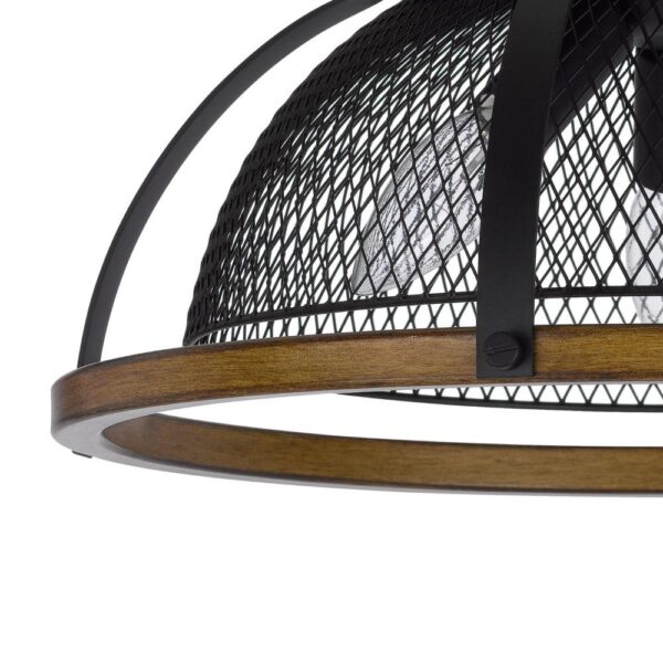 Monty 16 Inch Semi Flush Ceiling Mount Light Fixture, Black Mesh Shade