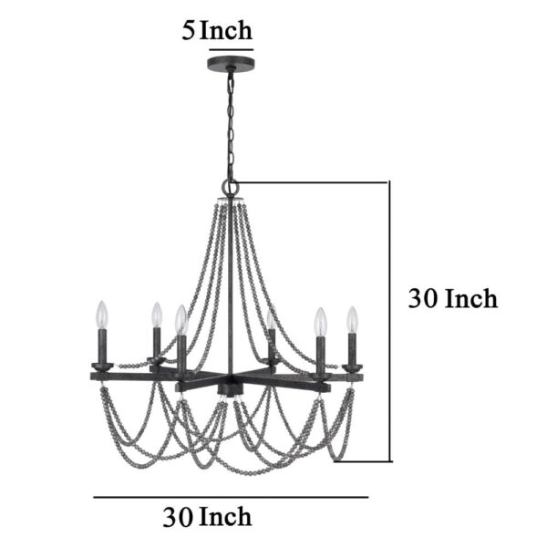 Tura 30 Inch Chandelier, Classic Chrome Beaded Candelabra Design