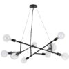 Sena 36 Inch Chandelier, Sputnik Style w Canopy, Charcoal Gray Metal