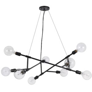 Sena 36 Inch Chandelier, Sputnik Style w Canopy, Charcoal Gray Metal