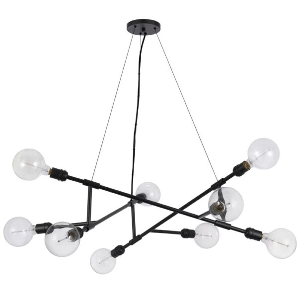 Sena 36 Inch Chandelier, Sputnik Style w Canopy, Charcoal Gray Metal