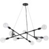 Sena 36 Inch Chandelier, Sputnik Style w Canopy, Charcoal Gray Metal