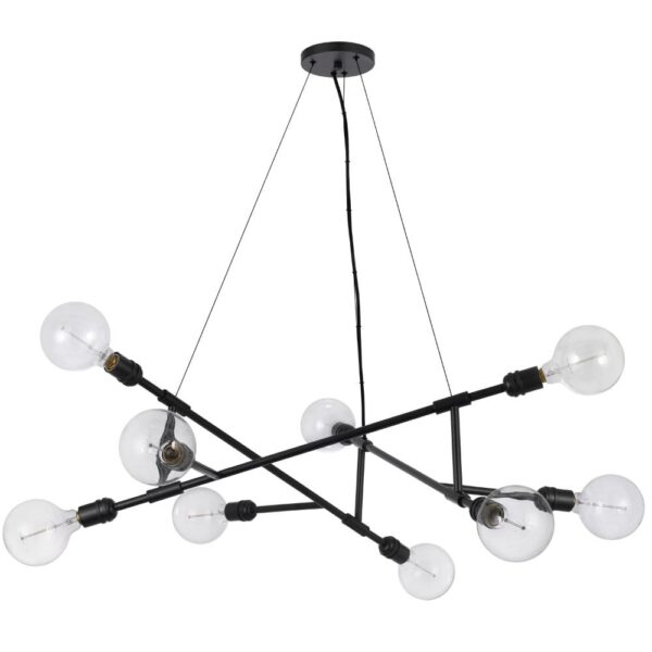 Sena 36 Inch Chandelier, Sputnik Style w Canopy, Charcoal Gray Metal
