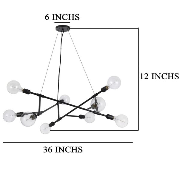 Sena 36 Inch Chandelier, Sputnik Style w Canopy, Charcoal Gray Metal