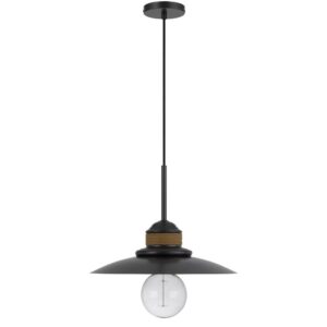 Oly 16 Inch Pendant Light w Burlap Rope Design, Dark Gray