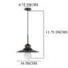 Oly 16 Inch Pendant Light w Burlap Rope Design, Dark Gray