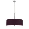 Sia Pendant Light Fixture w Plum Hardback Drum Shade, 24 Inch Chrome