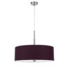 Sia Pendant Light Fixture w Plum Hardback Drum Shade, 24 Inch Chrome