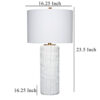 Mena 28 Inch Table Lamp, Round Drum Shade, Grid Pattern White Base