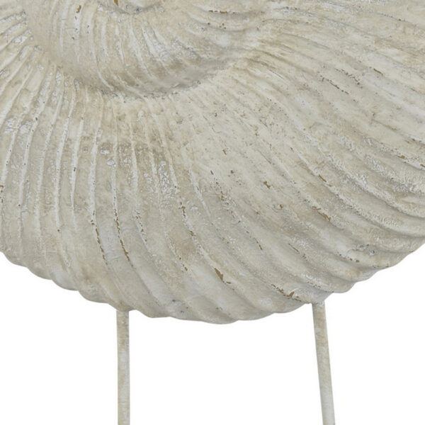 Seashell Tabletop Accent Decor, Faux Fossil, Rich White Resin 21 Inch