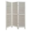 3 Panel Foldable Wooden Shutter Screen with Straight Legs, White