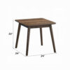 Fexy Side End Table, 24 Inch Square Top with Angled Legs, Walnut Brown