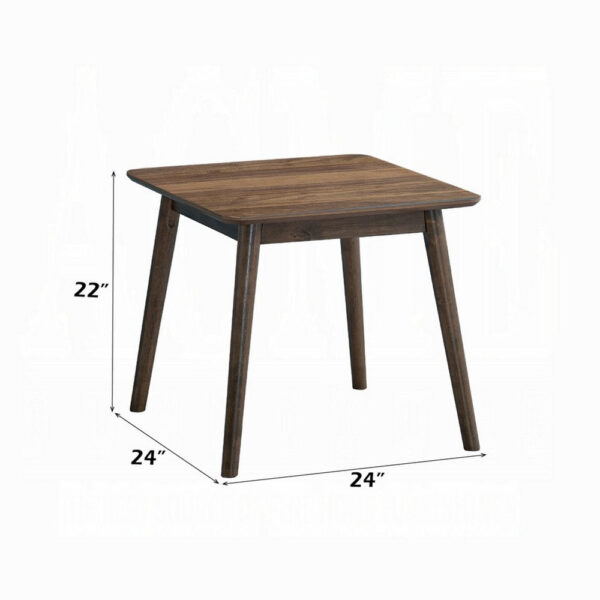 Fexy Side End Table, 24 Inch Square Top with Angled Legs, Walnut Brown