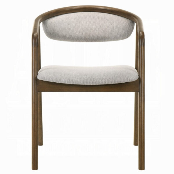 Lina Dining Side Chair, Gray Chenille Seat and Back, Walnut Brown Wood