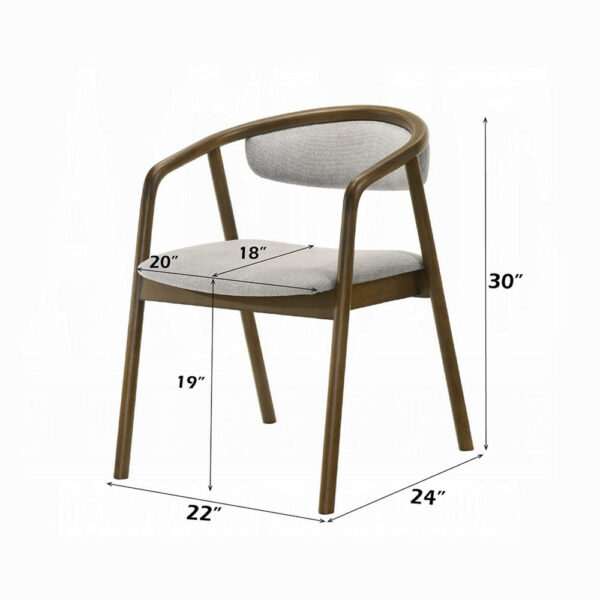 Lina Dining Side Chair, Gray Chenille Seat and Back, Walnut Brown Wood