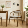 Lina Dining Side Chair, Gray Chenille Seat and Back, Walnut Brown Wood
