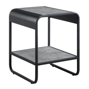 Ish 21 Inch Modern End Table with Open Shelves, Wood, Gray, Black