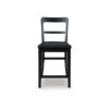 Gela Counter Stool Chair Set of 2, Stylized Ladder Back, Plank Seat, Black