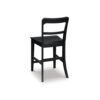 Gela Counter Stool Chair Set of 2, Stylized Ladder Back, Plank Seat, Black