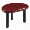 Endy End Table, 21 Inch Asymmetric Red High Gloss, 3 Round Metal Legs