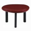 Endy End Table, 21 Inch Asymmetric Red High Gloss, 3 Round Metal Legs