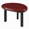 Endy End Table, 21 Inch Asymmetric Red High Gloss, 3 Round Metal Legs