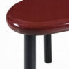 Endy End Table, 21 Inch Asymmetric Red High Gloss, 3 Round Metal Legs
