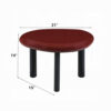 Endy End Table, 21 Inch Asymmetric Red High Gloss, 3 Round Metal Legs