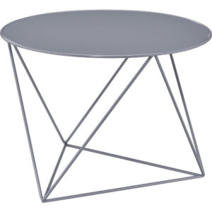 Accent Table with Open Geometric Base and Round Top, Gray