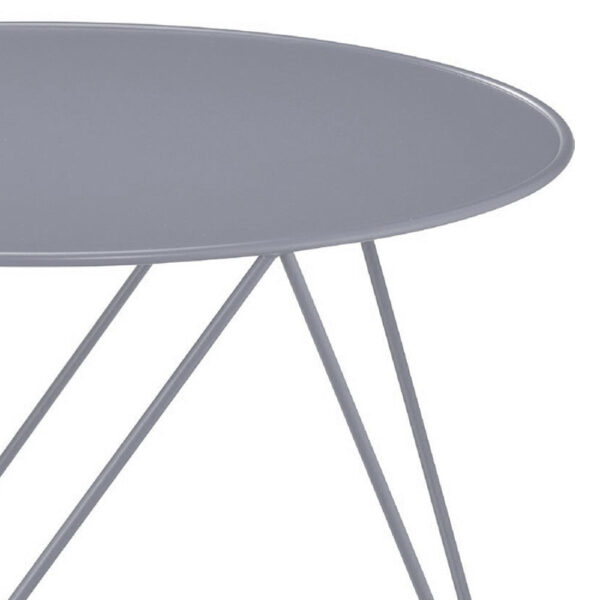 Accent Table with Open Geometric Base and Round Top, Gray