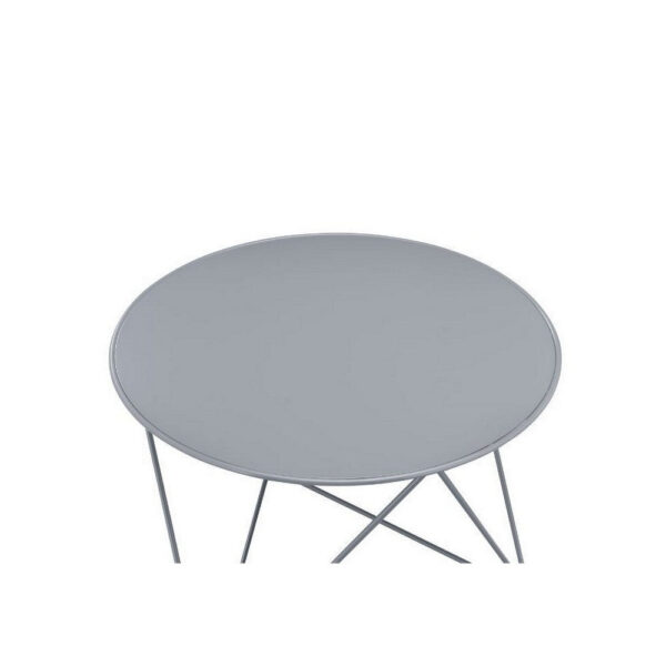 Accent Table with Open Geometric Base and Round Top, Gray
