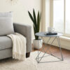 Accent Table with Open Geometric Base and Round Top, Gray