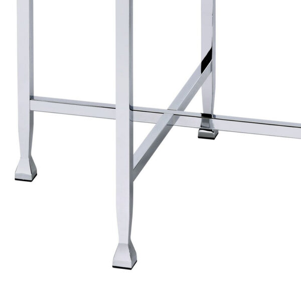 End Table with X Shaped Metal Base and Round Wooden Top,Silver and Beige