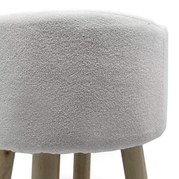 Ginni Footstool Ottoman Set of 2, White Polyester, Soft Seat, Wood Legs